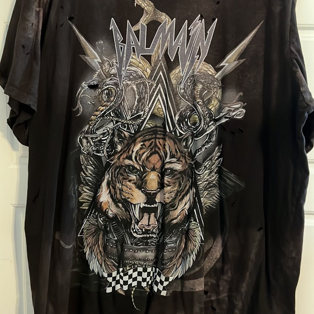 BALMAIN DISTRESSED OVERSIZE T-SHIRT DRESS